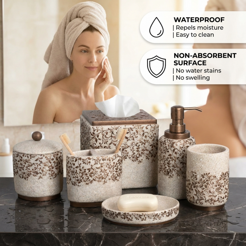 The Ciccone Collection – Elegant Modern Bathroom Décor Accessories Set of 6
