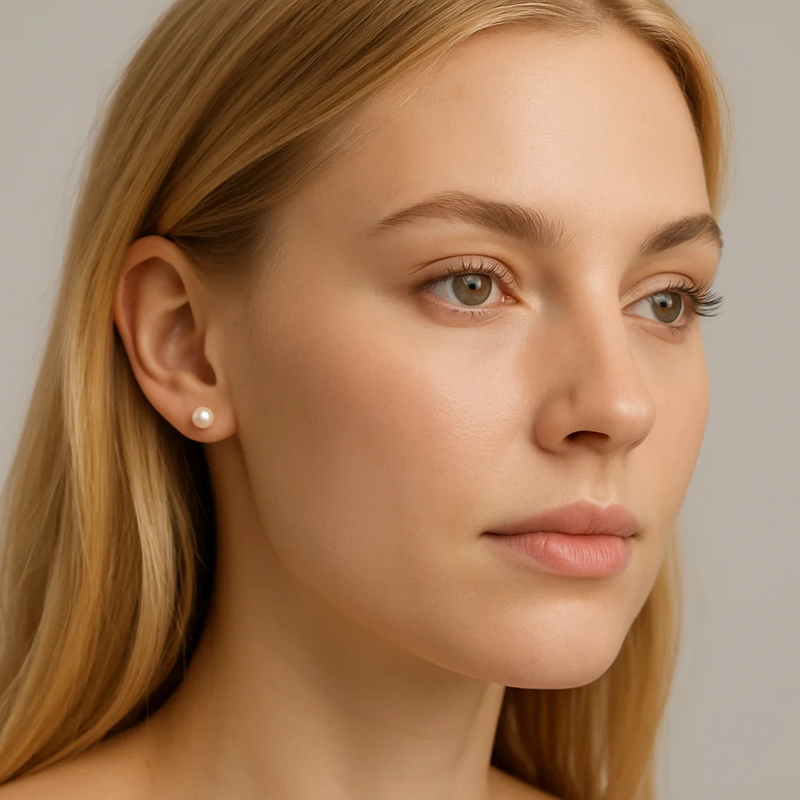 White Freshwater Pearl Stud Earrings 6-7mm