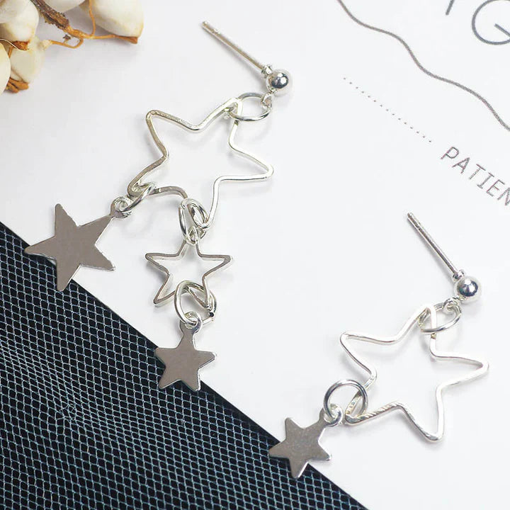 Hollow Pentagram Star Stud Earrings