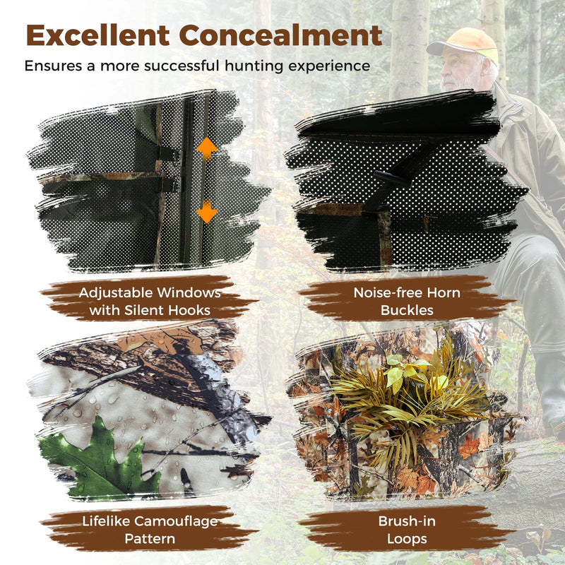 2-6 Person Side-by-Side Hunting Blinds Double One-way See-through Ground Blinds