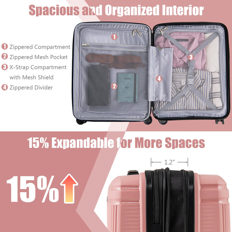 2-Piece Luggage Set 20 Inch Carry-on Suitcase and 14 Inch Cosmetic Case