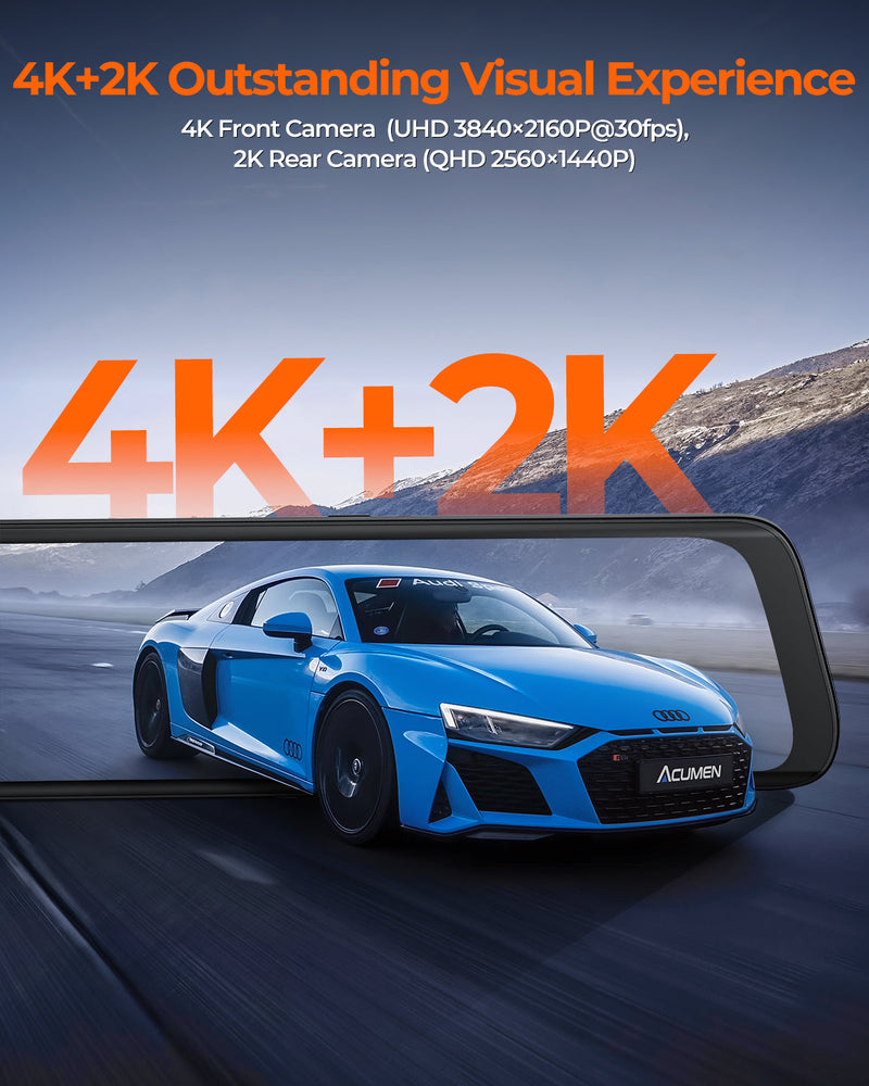 XR10 Pro 4K Front & 2.5K Rear Cameras, 10" IPS Touchscreen with Built-in Wi-Fi