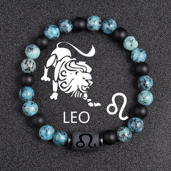Twelve Constellations Bracelets 8mm Obsidian String Beads Natural Stone