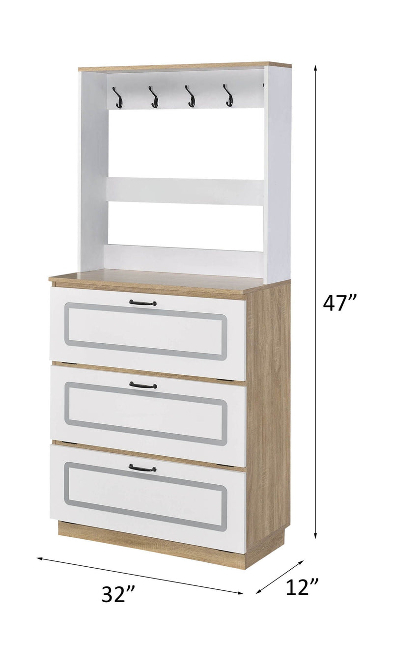 Hewett - Shoe Cabinet - Light Oak & White