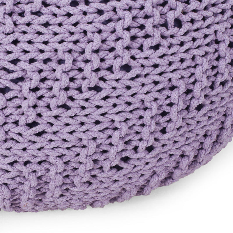 Bordeaux - Knitted Round Pouf Ottoman