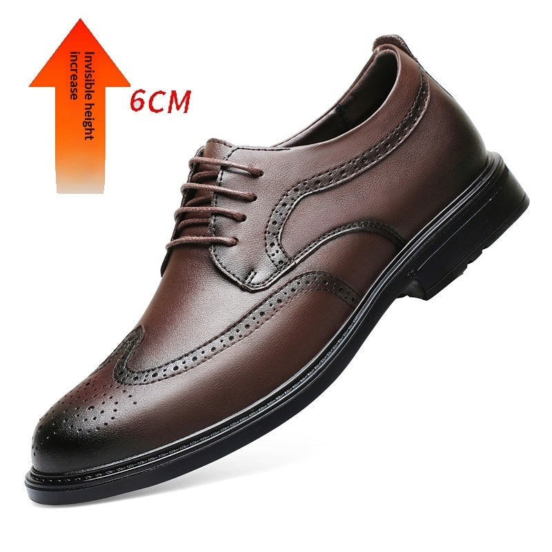 Men's Invisible Height Increasing Leather Shoes | Business Formal Elevator Shoes 6cm 8cm Lift