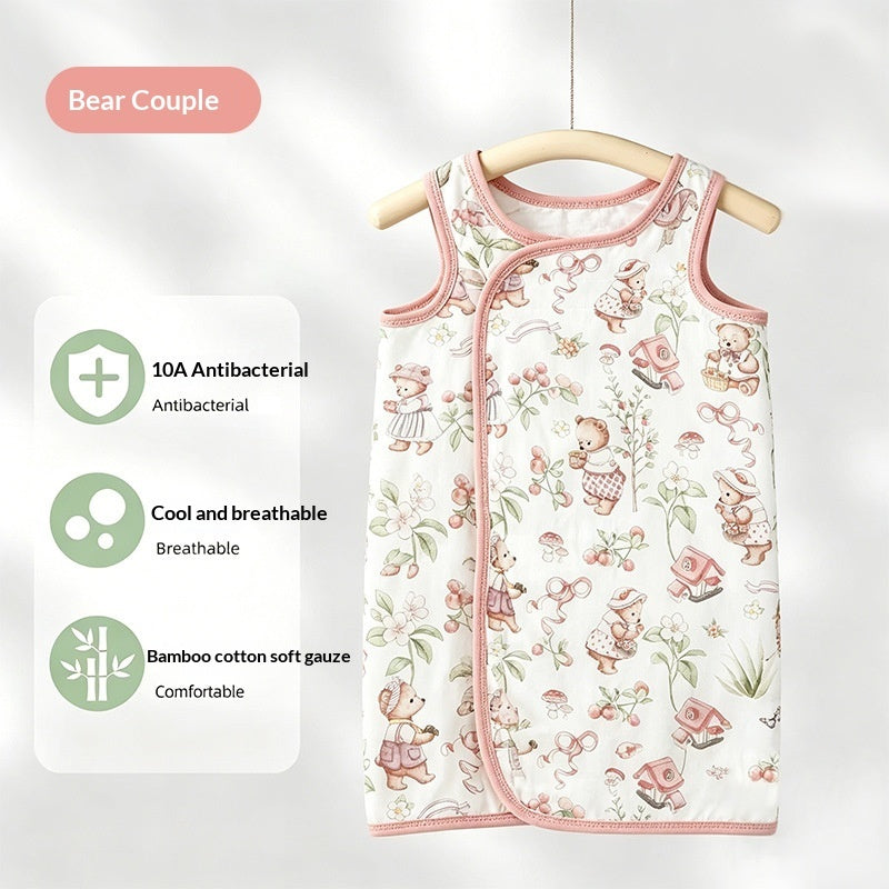 Babys Summer Thin Sleeveless Vest Belly Band Bamboo Cotton Gauze Bib
