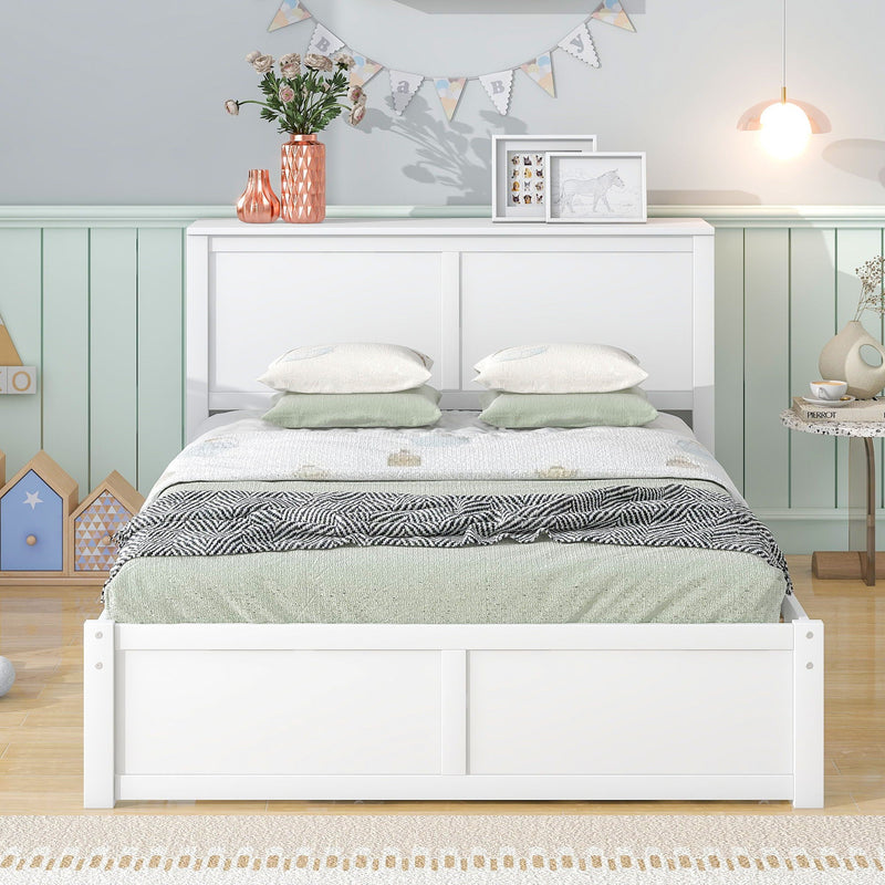 Storage Platform Bed With Pull Out Shelves And Trundle