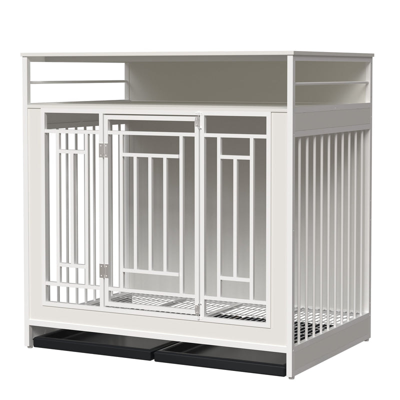 43.3 Inch Wooden Dog Crate Furniture with Divider and Storage