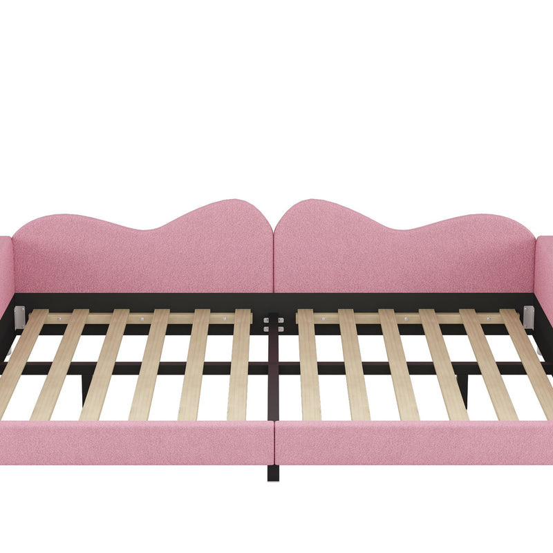 Upholstered Daybed, Sherpa Fabric Sofabed With Cloud-Shaped Backrest