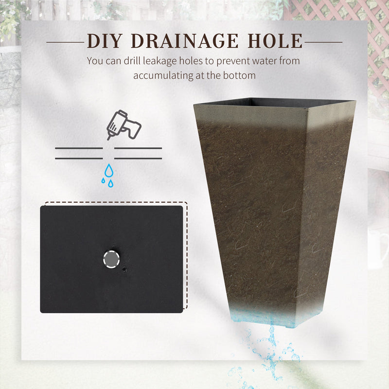 Outsunny Set of 3 Tall Planters with Drainage Hole, Gray