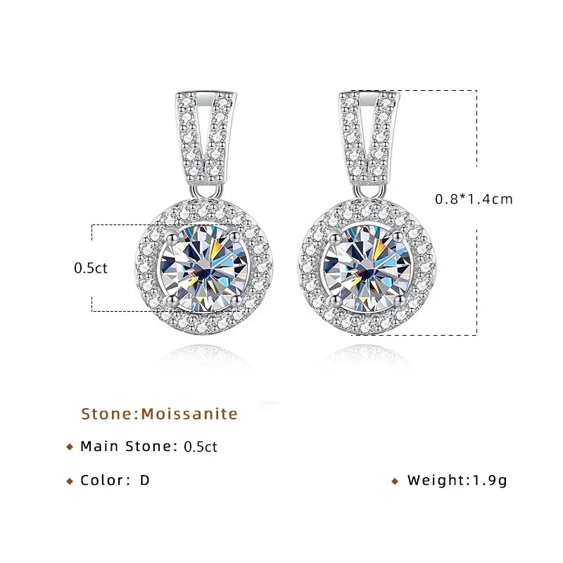 2Ct Moissanite Necklace Earrings Set Sterling Silver 925 Wedding Jewelry