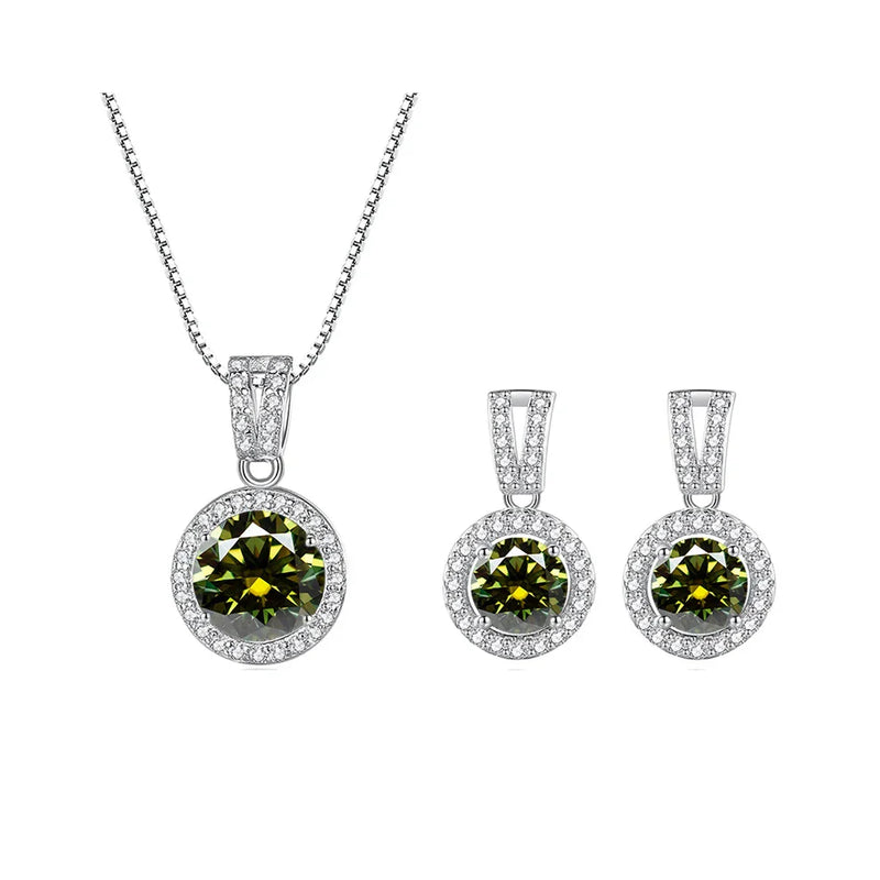2Ct Moissanite Necklace Earrings Set Sterling Silver 925 Wedding Jewelry