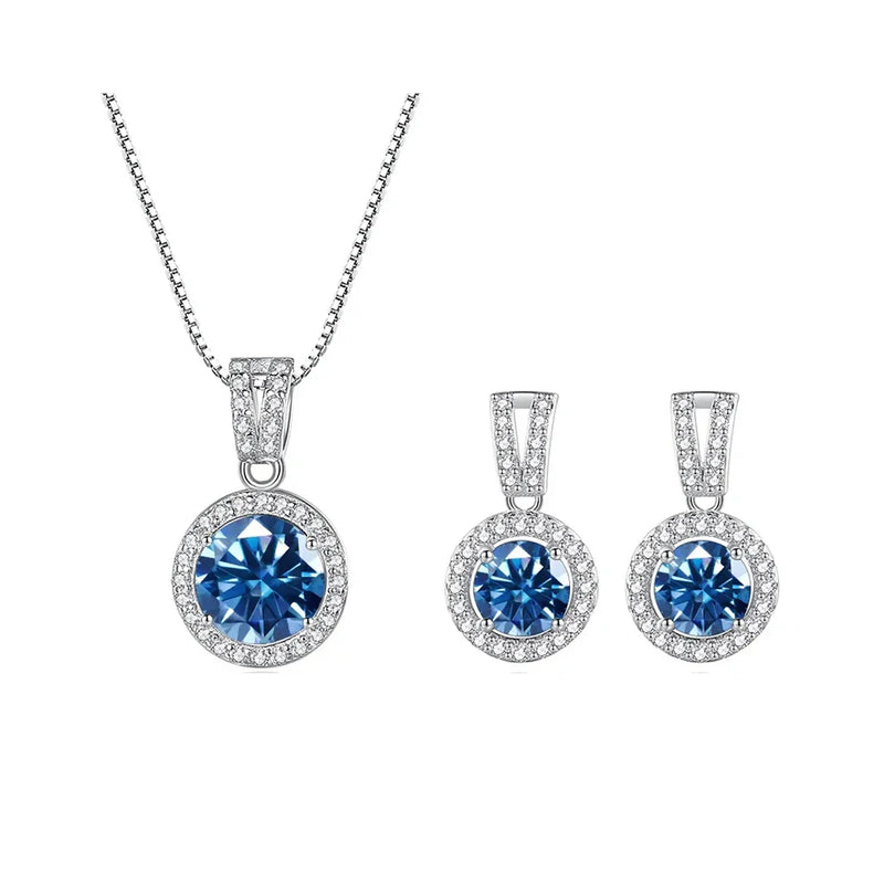 2Ct Moissanite Necklace Earrings Set Sterling Silver 925 Wedding Jewelry