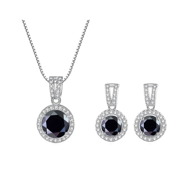 2Ct Moissanite Necklace Earrings Set Sterling Silver 925 Wedding Jewelry