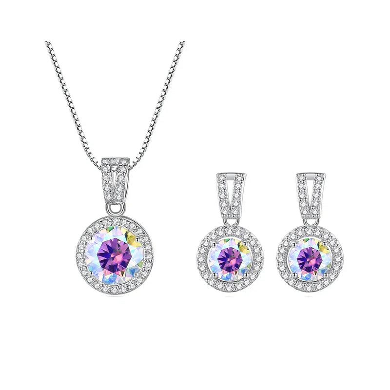 2Ct Moissanite Necklace Earrings Set Sterling Silver 925 Wedding Jewelry