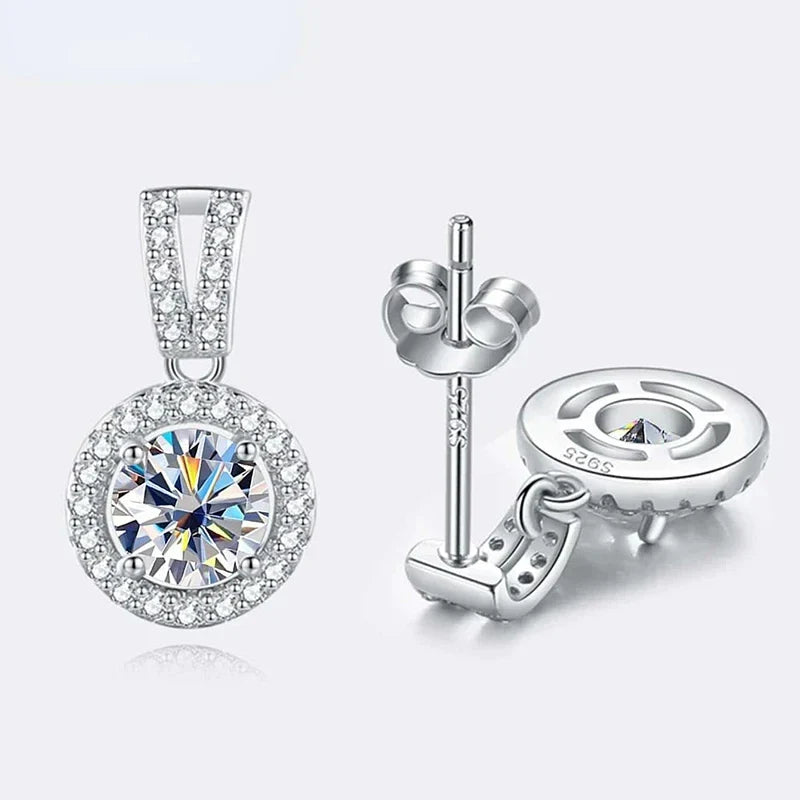 2Ct Moissanite Necklace Earrings Set Sterling Silver 925 Wedding Jewelry