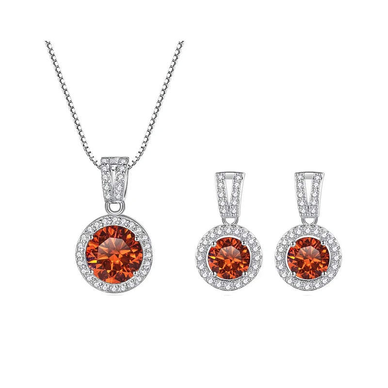 2Ct Moissanite Necklace Earrings Set Sterling Silver 925 Wedding Jewelry