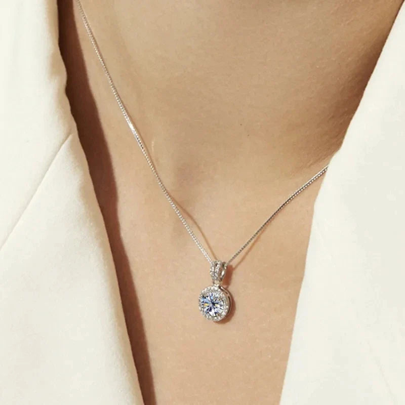 2Ct Moissanite Necklace Earrings Set Sterling Silver 925 Wedding Jewelry