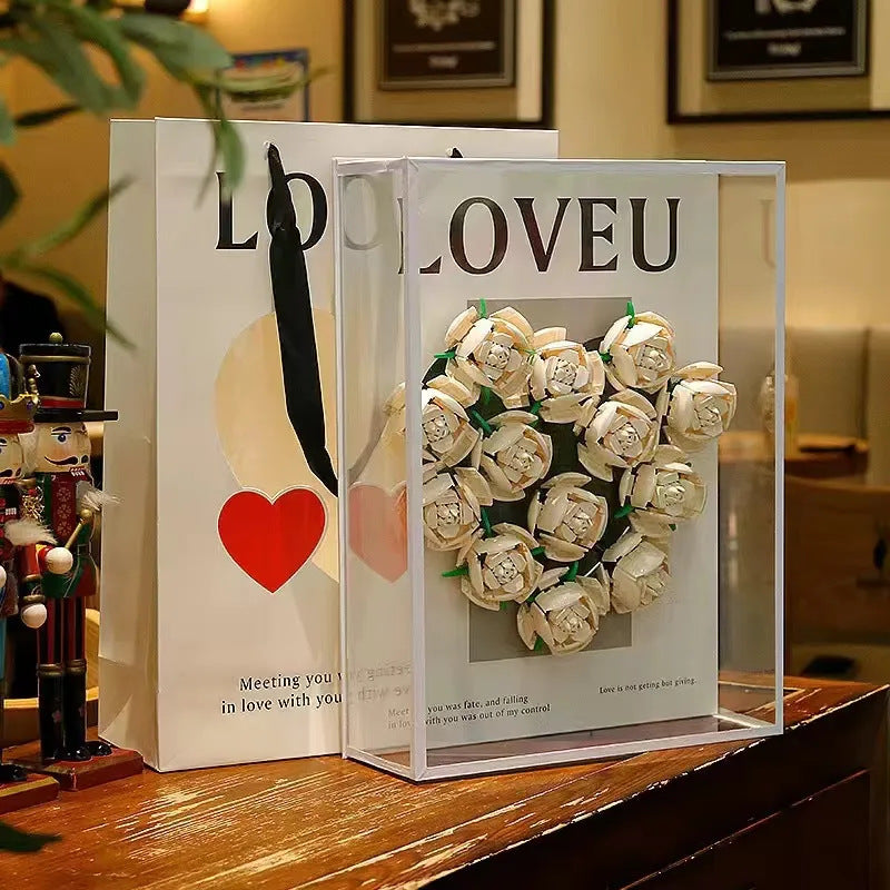 Rose Bouquet Building Blocks Gift Box DIY Handmade