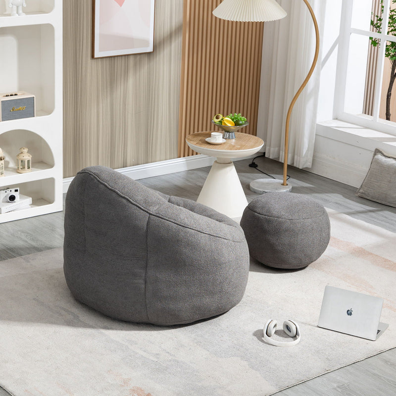 Bedding Bean Bag Sofa Chair High Pressure Foam With Footrest
