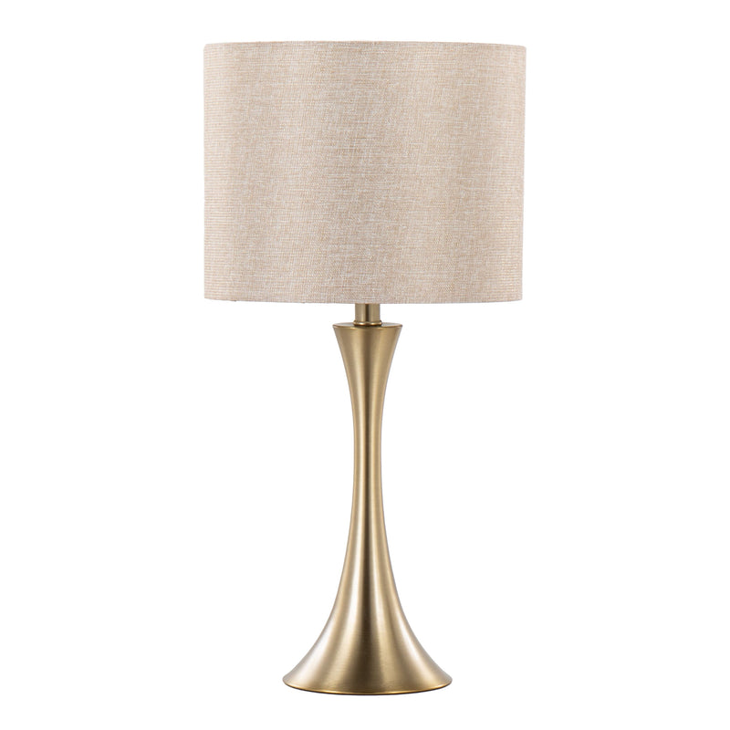Lenuxe 24" Contemporary Metal Table Lamps in Gold with Linen Shades - Set of 2