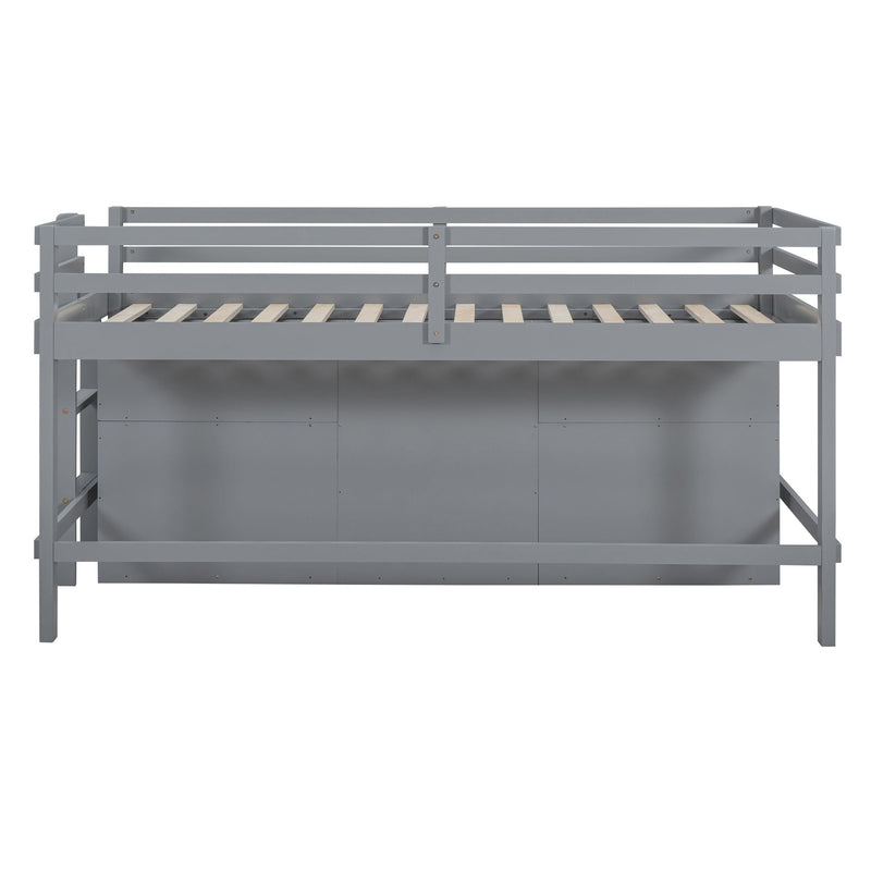 Loft Bed With 4 Drawers, Underneath Cabinet And Shelves