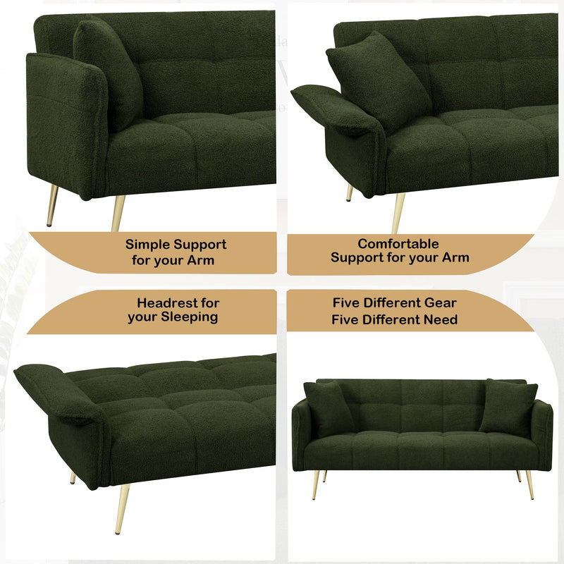 70.1 'futon sofa bed, convertible double sofa bed with folding armrests for living rooms and small Spaces