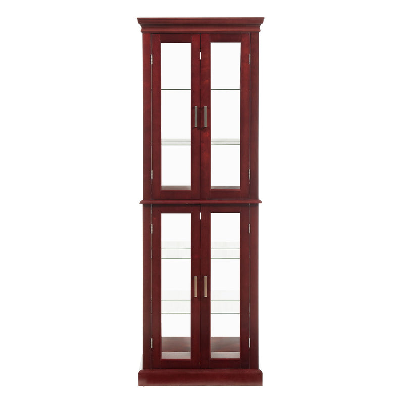 Curio Cabinet Lighted Curio Diapaly Cabinet With Adjustable Shelves And Mirrored Back Panel, Tempered Glass Doors (6 Tier), (E26 Light Bulb Not Included)