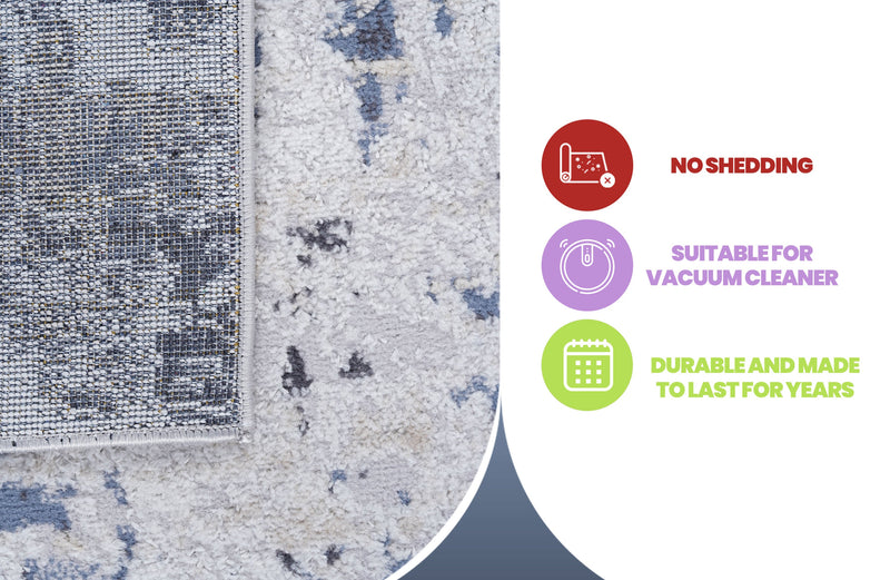 NAAR PAYAS Collection 2X3 Grey / Denim / Abstract Doormat Rug