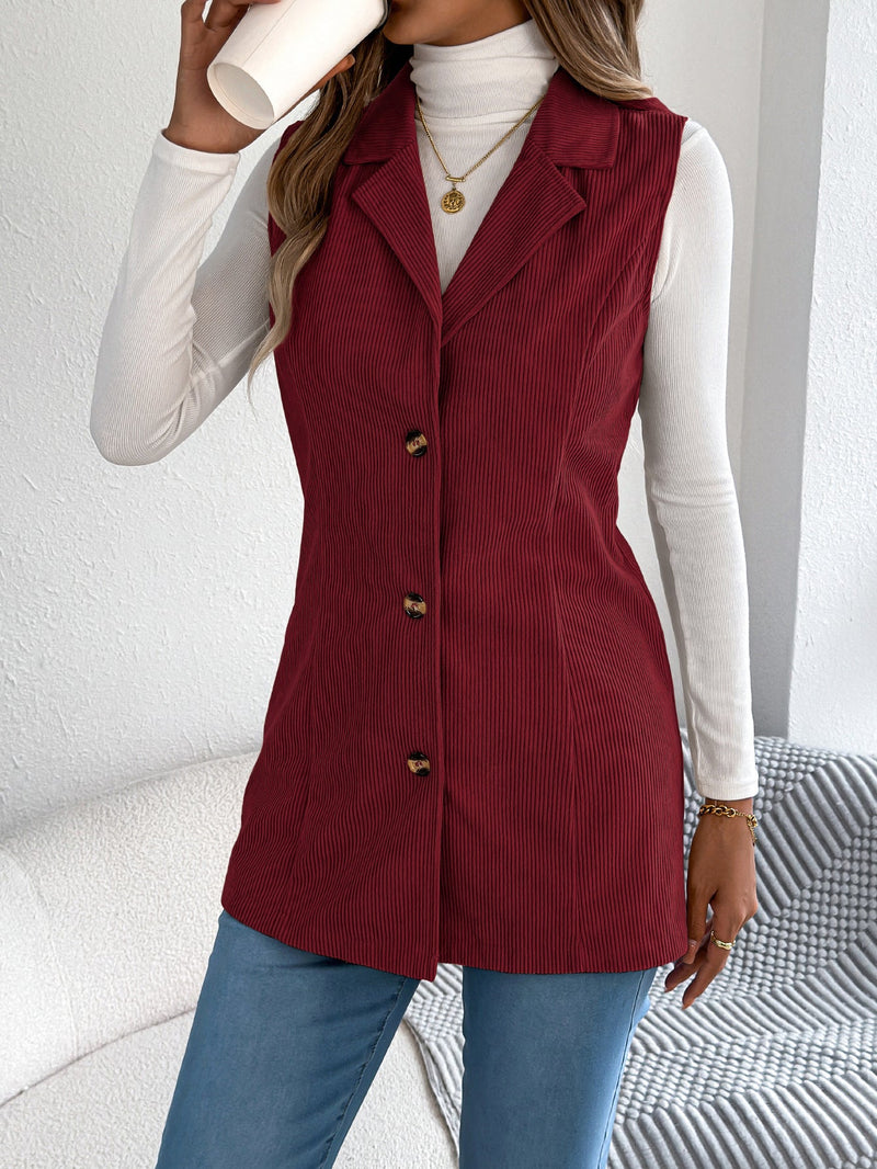 European And American Casual Single-breasted Suit-collar Corduroy Waistcoat Jacket