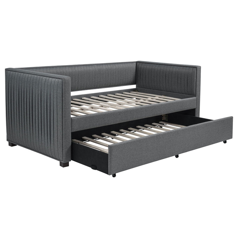 Brodie Upholstered Twin Daybed with Trundle Grey