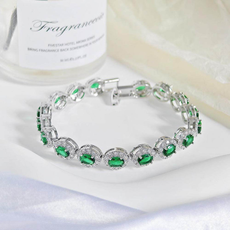 Colorful CZ Halo Tennis Chain Bracelet, Multicolor Gemstone Bridal Jewelry, Unique Pattern Gift for Her, Cubic Zirconia Bridesmaid Bracelet
