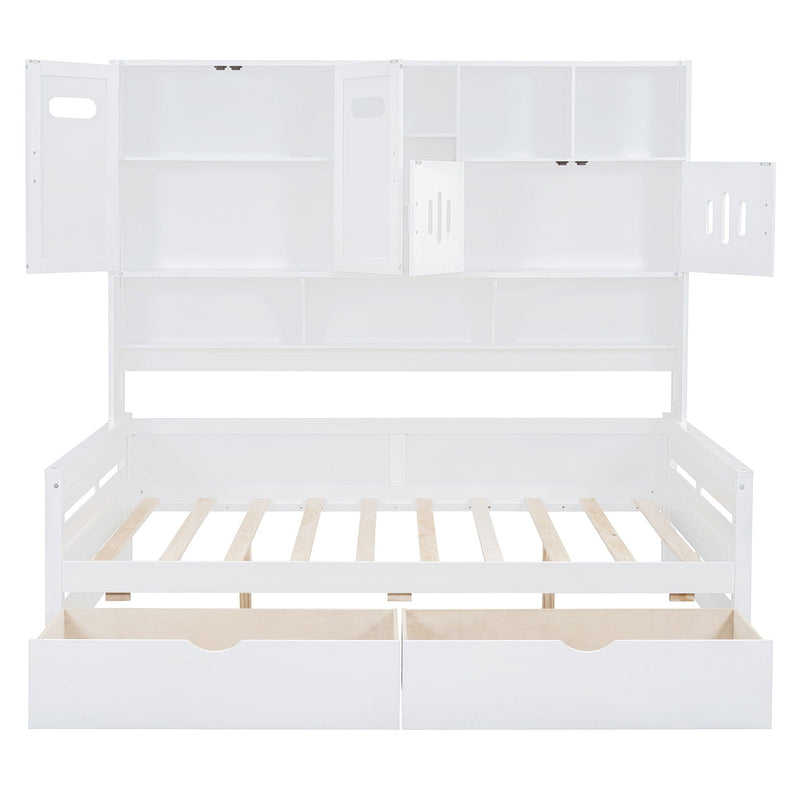 Daybed With All-In-One Cabinet And Shelf