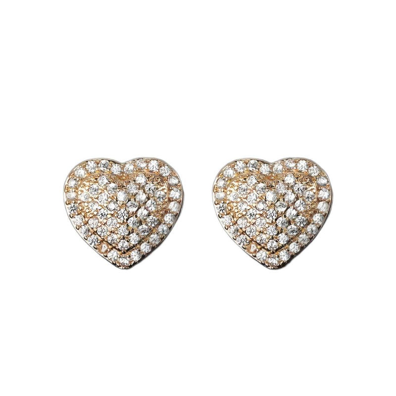 Dainty Iced Out CZ Heart Stud Earrings, Micro-Pavé Love Studs for Women Gifts | Cubic Zirconia