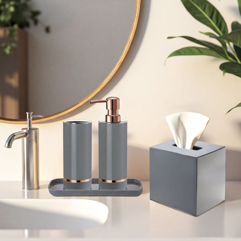 Acrylic Bathroom Set – Modern Bathroom Accessory Set with Stylish Vanity Organizer