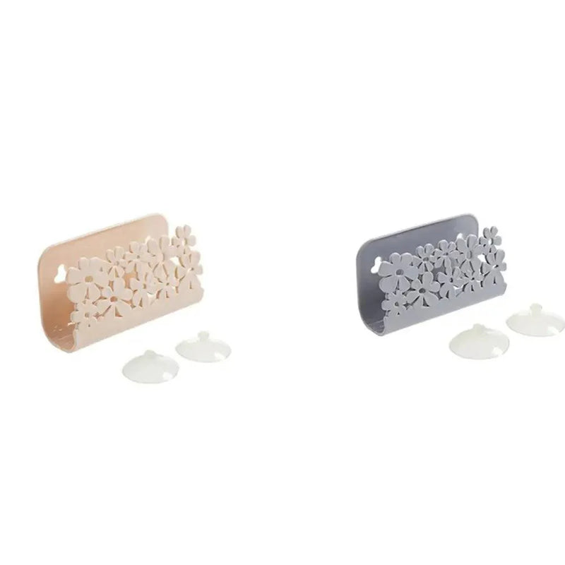 2PCS Durable Kitchen Bathroom Drying Rack Toilet Sink Suction Sponges Holder Rack Suction Cup Dish Cloths Holder Scrubbers Soap Storage