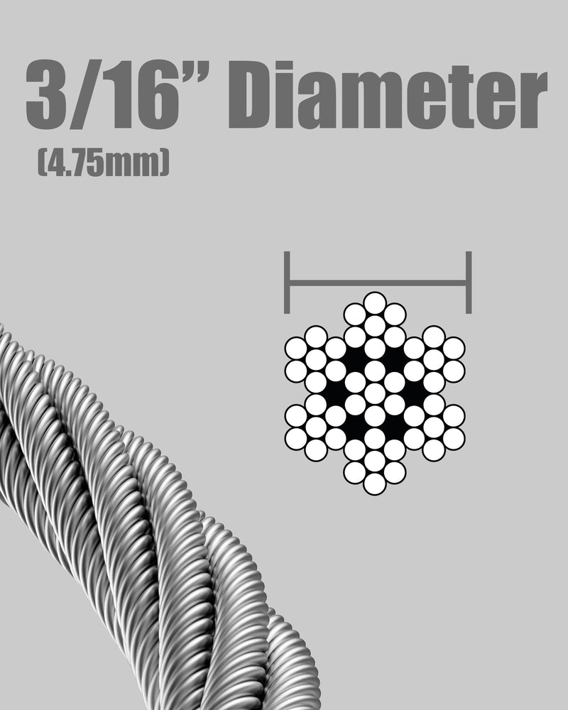 3/16" T316 Deck Cable Railing Wire 500ft – 7x7