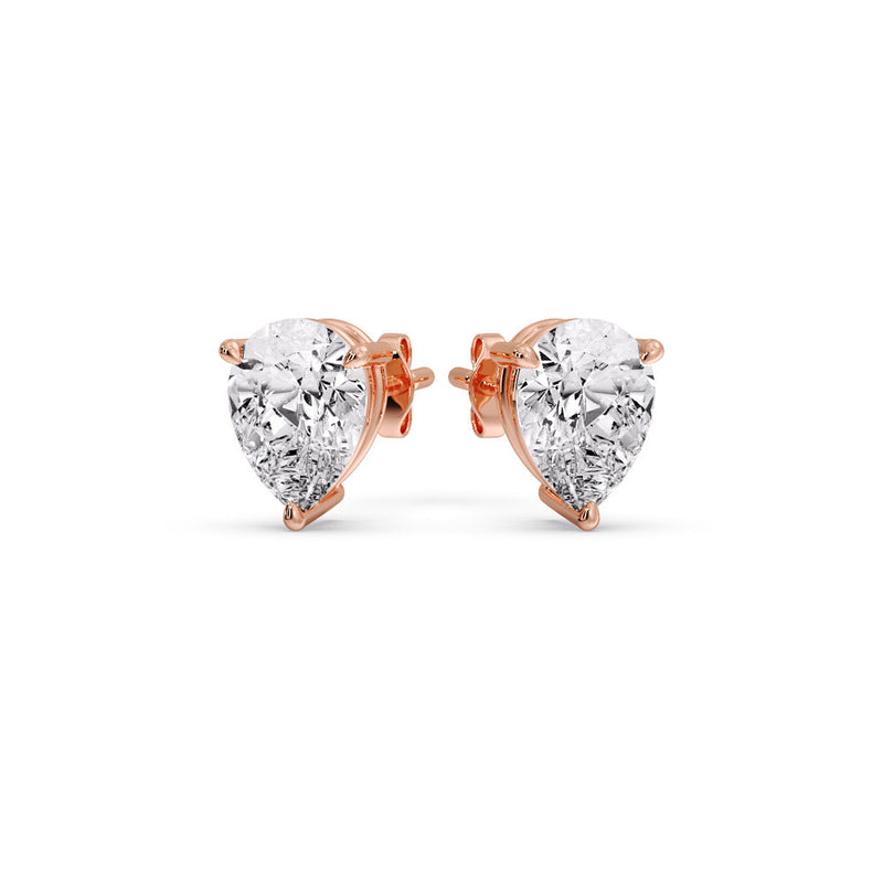 Three-Prong Pear Diamond Solitaire Stud Earrings (1.00ct - 10.00ct)