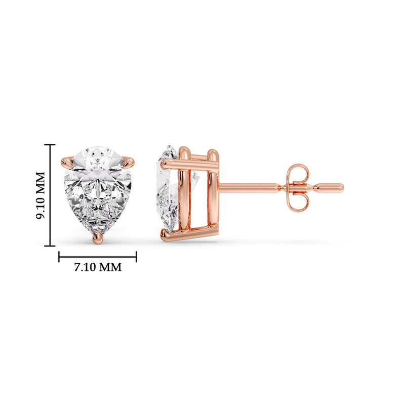 Three-Prong Pear Diamond Solitaire Stud Earrings (1.00ct - 10.00ct)