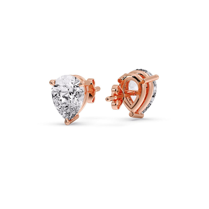 Three-Prong Pear Diamond Solitaire Stud Earrings (1.00ct - 10.00ct)