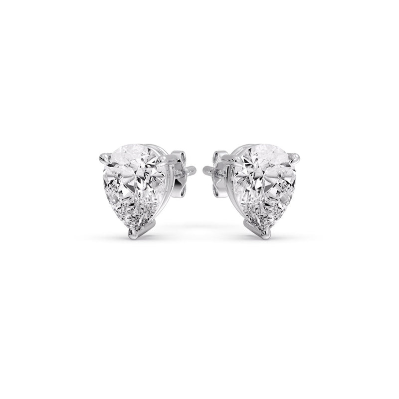 Three-Prong Pear Diamond Solitaire Stud Earrings (1.00ct - 10.00ct)