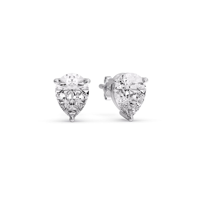 Three-Prong Pear Diamond Solitaire Stud Earrings (1.00ct - 10.00ct)