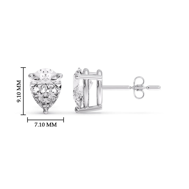 Three-Prong Pear Diamond Solitaire Stud Earrings (1.00ct - 10.00ct)