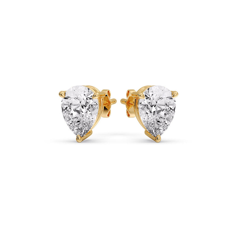 Three-Prong Pear Diamond Solitaire Stud Earrings (1.00ct - 10.00ct)