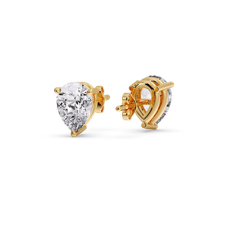 Three-Prong Pear Diamond Solitaire Stud Earrings (1.00ct - 10.00ct)