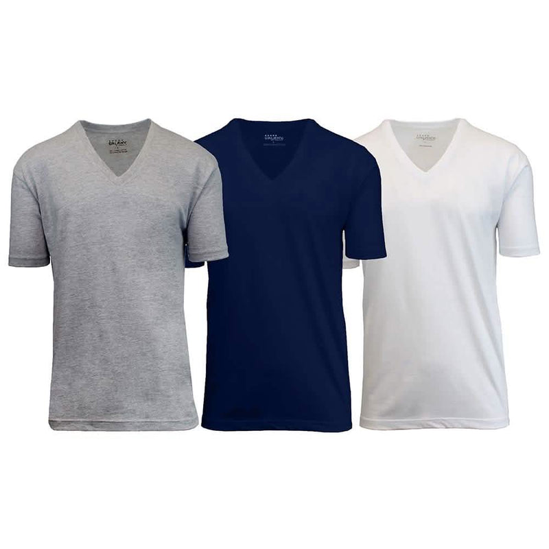 3-Pack: Galaxy By Harvic Men's Egyptian Cotton V-Neck Undershirt