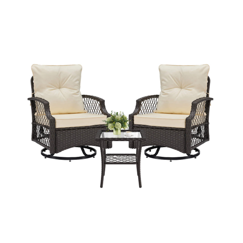 Alora 3-Piece Wicker Patio Bistro Set W/ Swivel Chairs And Table (SAK14789)