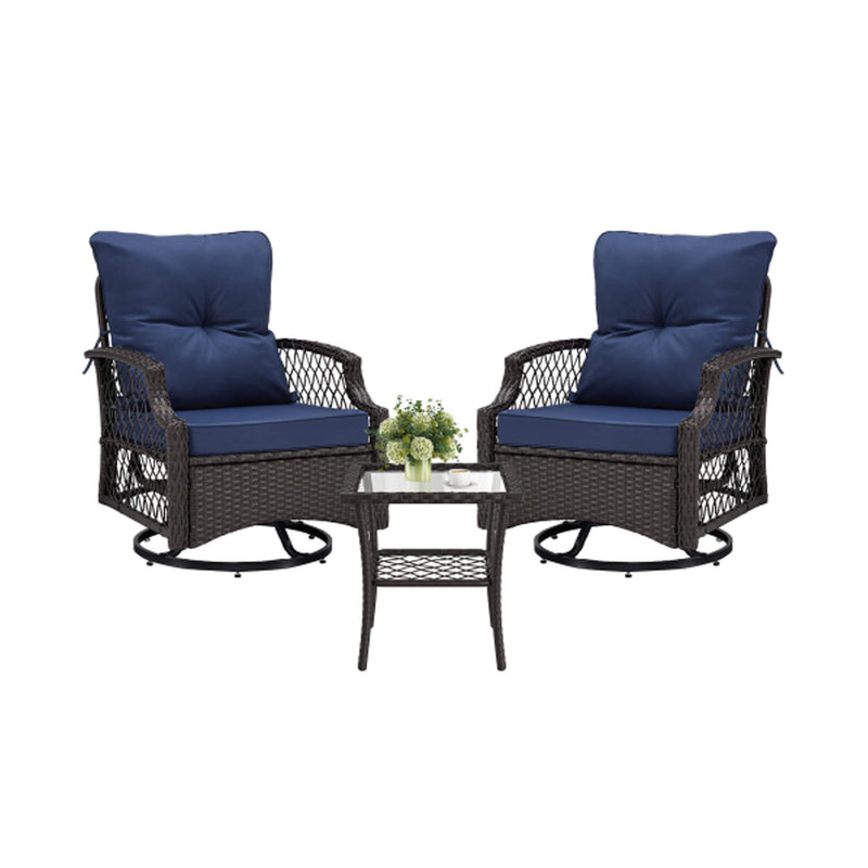 Alora 3-Piece Wicker Patio Bistro Set W/ Swivel Chairs And Table (SAK14789)