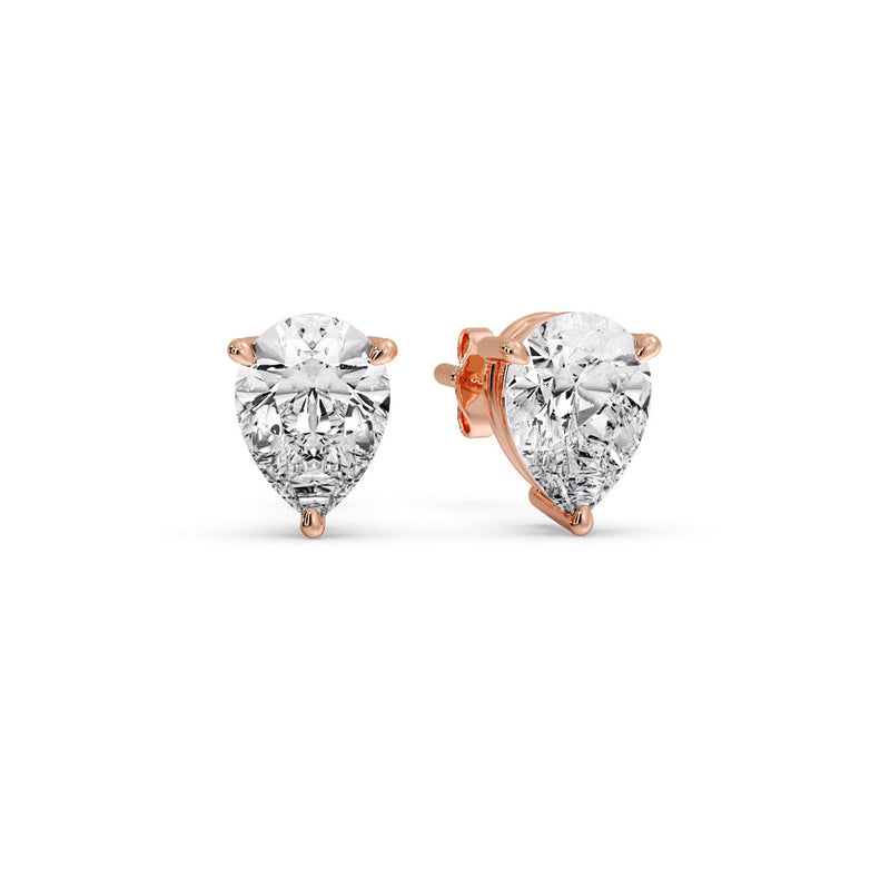 Three-Prong Pear Diamond Solitaire Stud Earrings (1.00ct - 10.00ct)